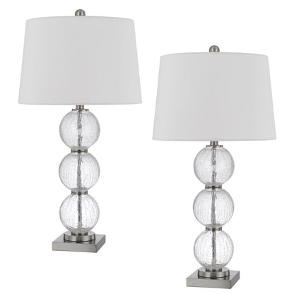 150W 3 Way Crosset Crackle Glass Table Lamp. Priced And Sold As Pairs