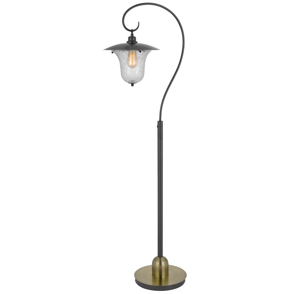 60W Walcott Downbridge Lantern Metal Floor Lamp With Bubbled Glass Shade