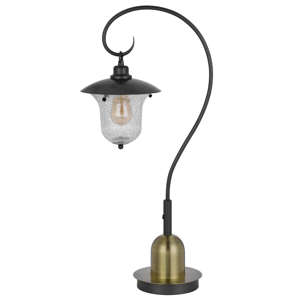 60W Walcott Downbridge Lantern Metal Table Lamp With Bubbled Glass Shade
