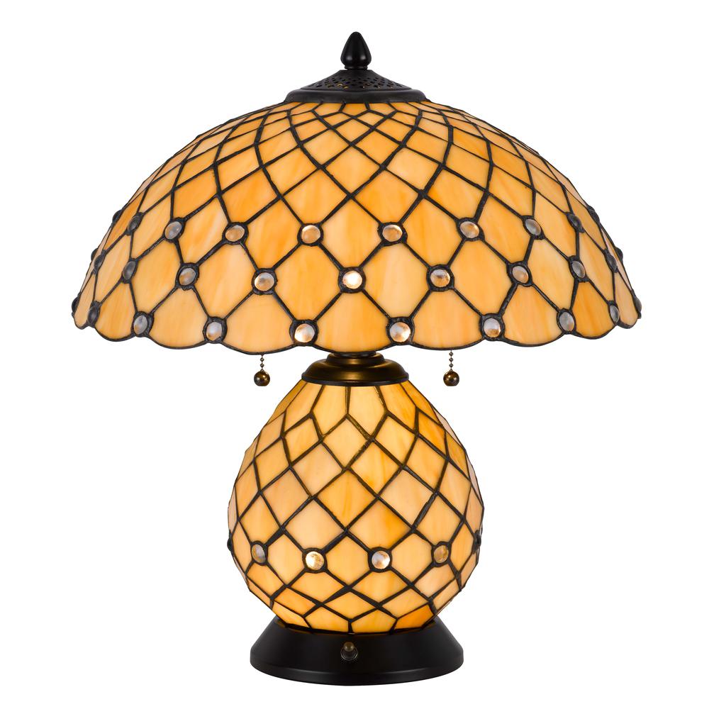 60W X 2 Valetta Tiffany Table Lamp With 2W Integrated Led Night Light