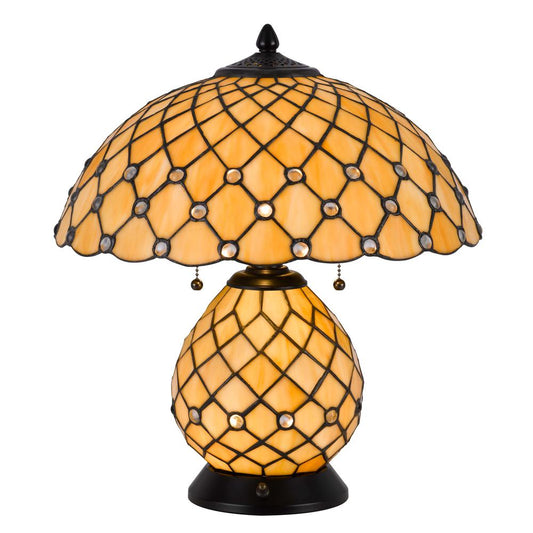 60W X 2 Valetta Tiffany Table Lamp With 2W Integrated Led Night Light