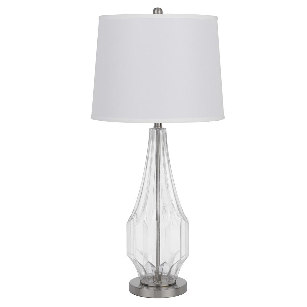 150W 3 Way Walham Glass Table Lamp With Hardback Fabric Shade (Sold In Pairs)
