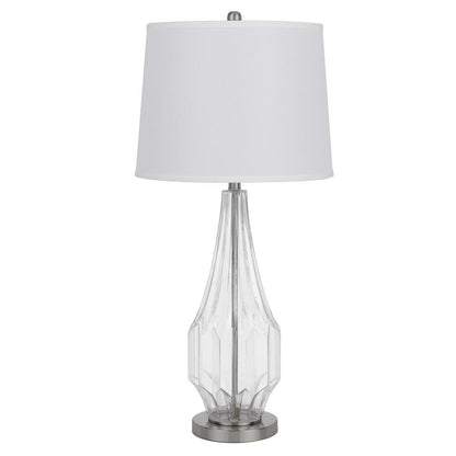 150W 3 Way Walham Glass Table Lamp With Hardback Fabric Shade (Sold In Pairs)