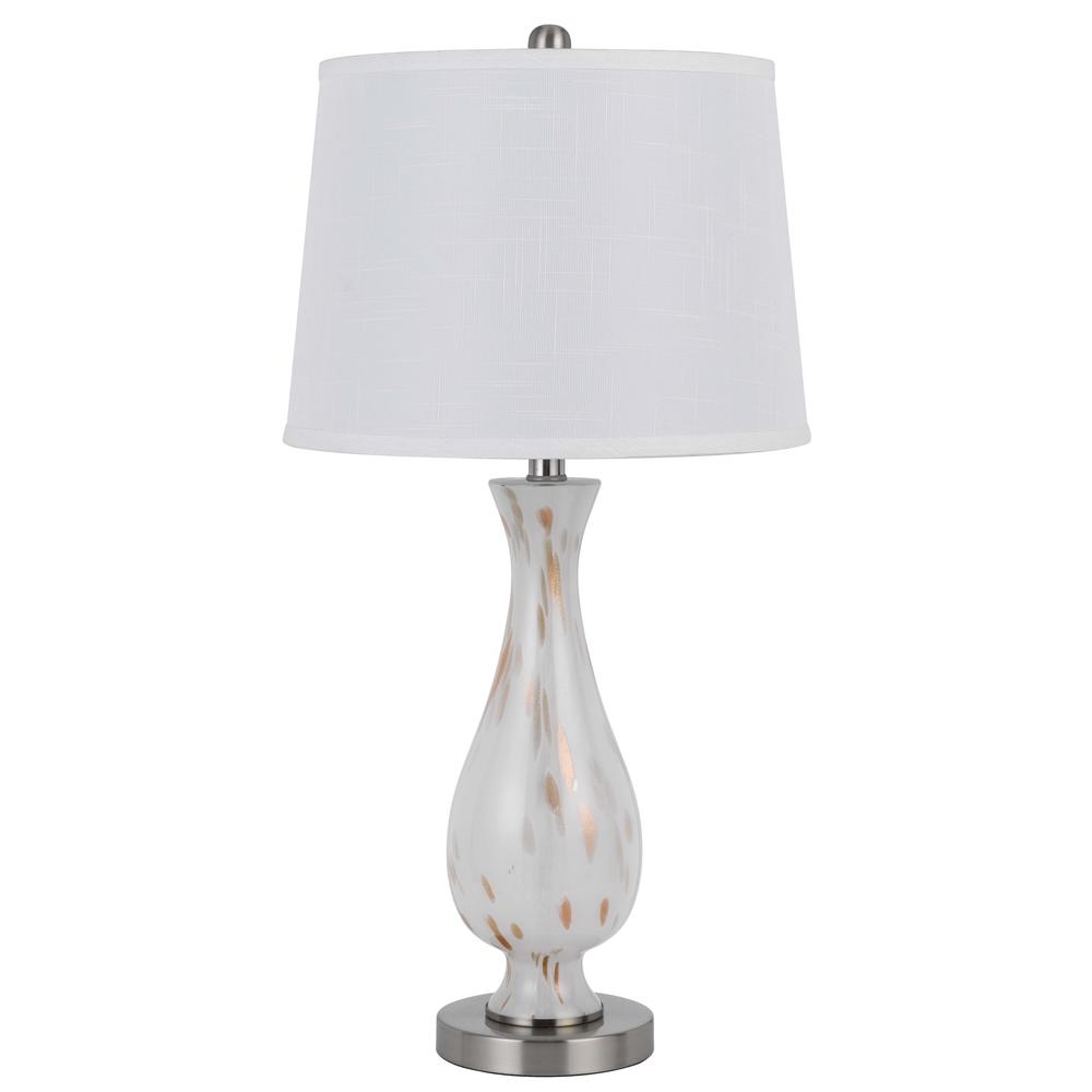 150W 3 Way Abinger Glass Table Lamp With Hardback Fabric Shade (Sold In Pairs)