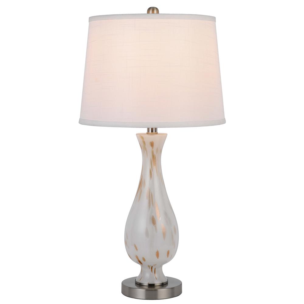 150W 3 Way Abinger Glass Table Lamp With Hardback Fabric Shade (Sold In Pairs)