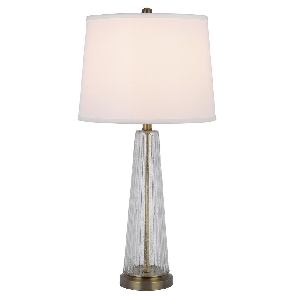 150W 3 Way Huxley Glass Table Lamp With Hardback Fabric Shade (Sold In Pairs)