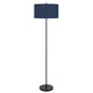 150W 3 Wayt Cromwell Metal Floor Lamp With Navy Blue Linen Shade