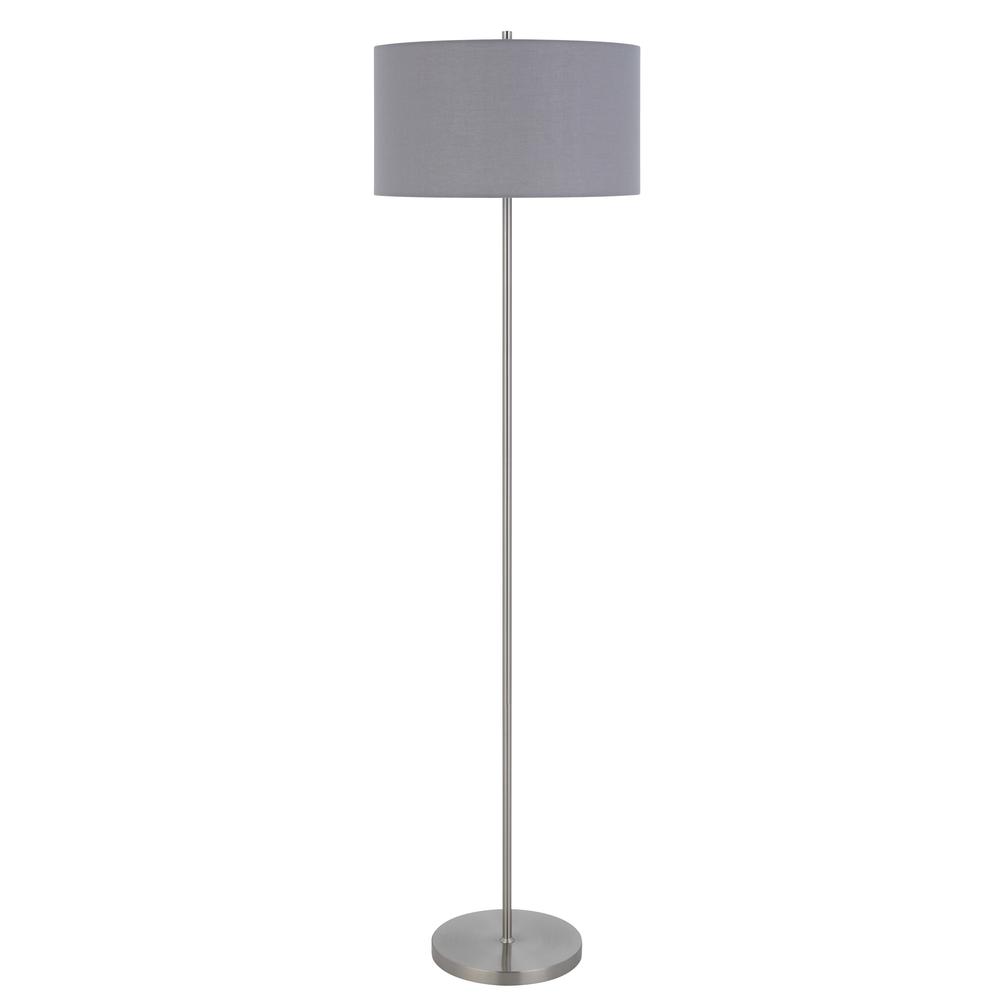 150W 3 Wayt Cromwell Metal Floor Lamp With Gray Linen Shade