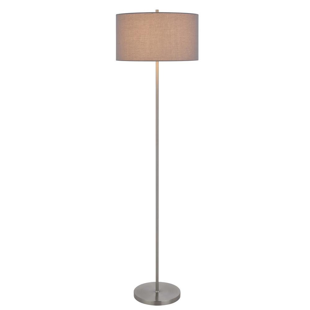 150W 3 Wayt Cromwell Metal Floor Lamp With Gray Linen Shade