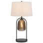 100W 3 way Midtown metal table lamp with glass shade and a 5W led Night light