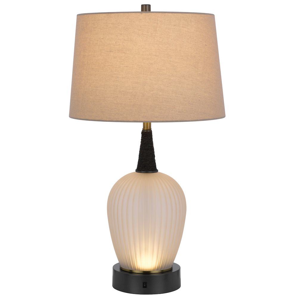 100W led Vega metal/frosted glass table lamp with 2W led night light
