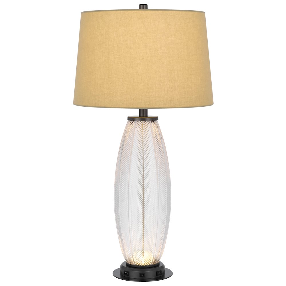100W led Mansfield glass table lamp with 2W led night light and 2 USB Outlets