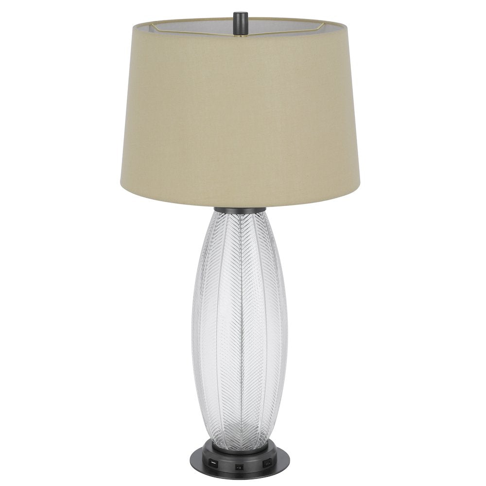 100W led Mansfield glass table lamp with 2W led night light and 2 USB Outlets
