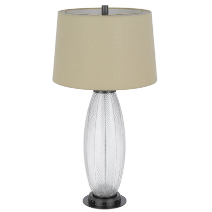 100W led Mansfield glass table lamp with 2W led night light and 2 USB Outlets
