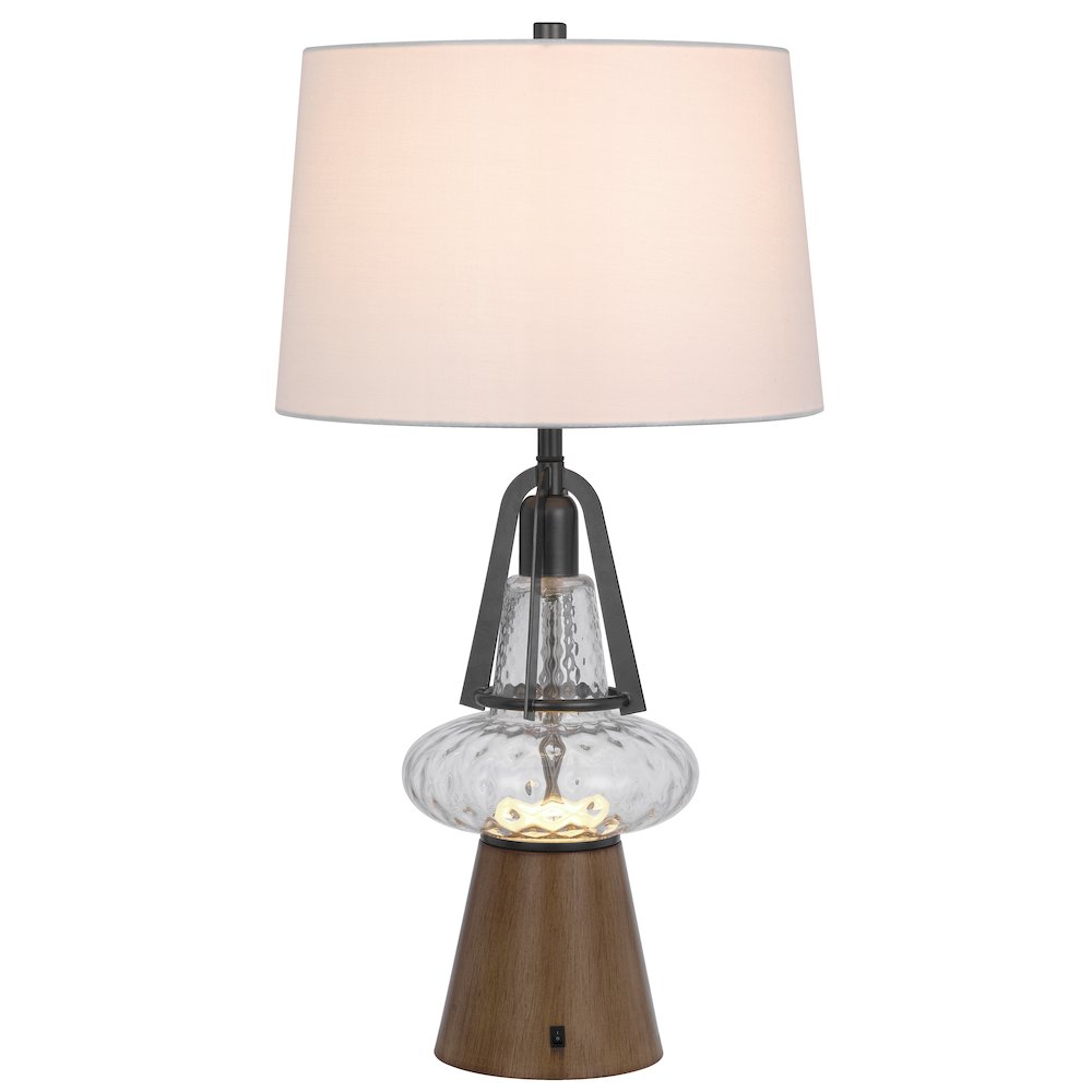 100W led Marietta metal/glass table lamp with 2W led night light