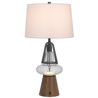 100W led Marietta metal/glass table lamp with 2W led night light