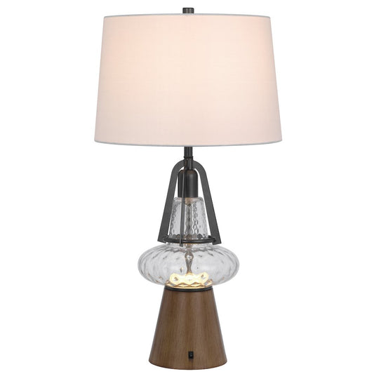 100W led Marietta metal/glass table lamp with 2W led night light