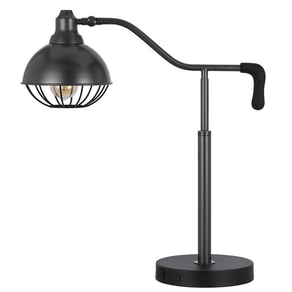 60W Taloga metal desk lamp with adjustable caged shade (Bulb not included)