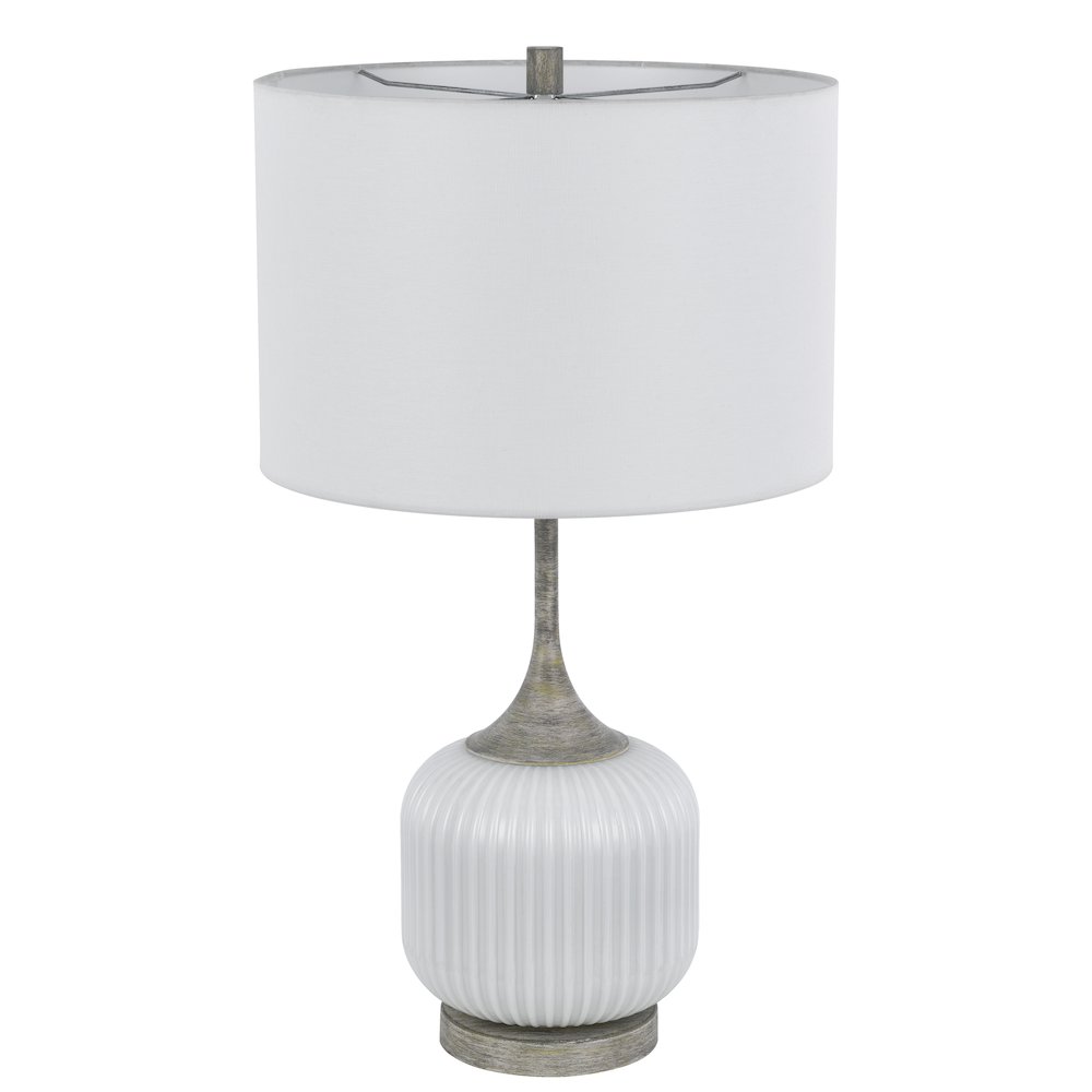 150W 3 way Palmyra metal/glass table lamp. Sold in pairs
