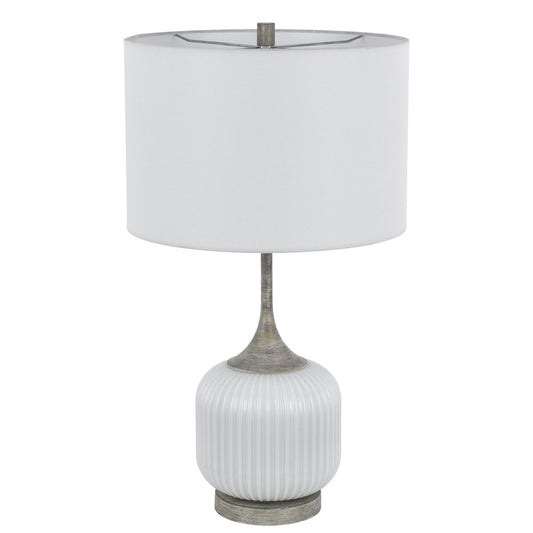 150W 3 way Palmyra metal/glass table lamp. Sold in pairs