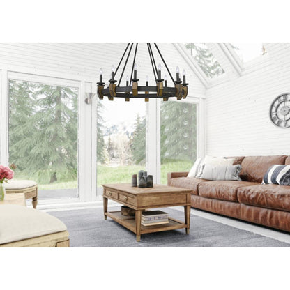 60W X 12 Cruz Metal/Wood Chandelier