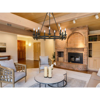 60W X 9 Cruz Metal/Wood Chandelier
