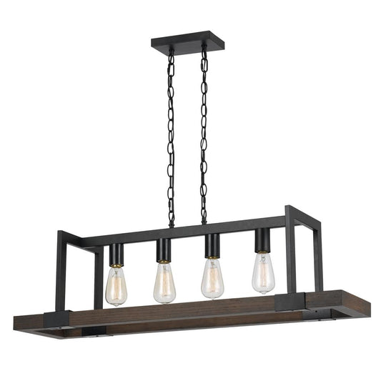 60W X 4 Antonio Wood Chandelier (Edison Bulbs Not Included)