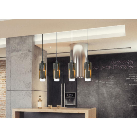 60W X 4 Reggio Wood Pendant Glass Fixture (Edison Bulbs Not Included)