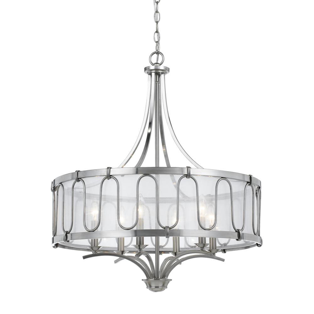 60W X 6 Vincenzametal  Chandelier With Trasparent Fabric Shade