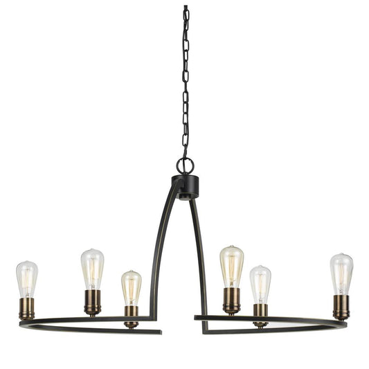 60W X 6 Kinder Metal 6 Light Chandelier (Edison Bulbs Not Included)