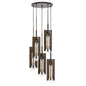 60W X 3 Almeria Wood/Glass 4 Light Pendant Fixture (Edison Bulbs Not Included)