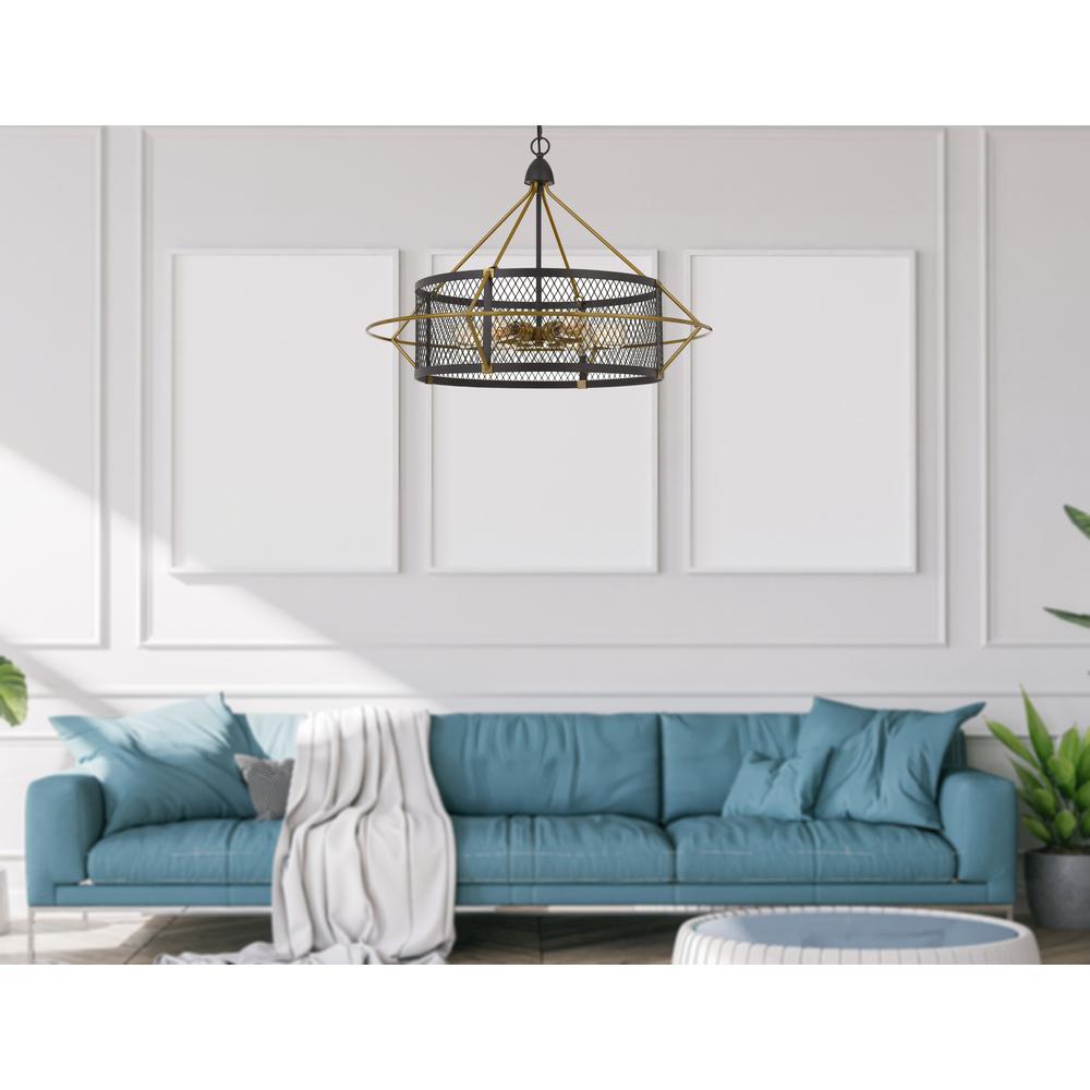 60W X 6 Caserta Metal Chandelier With Mesh Shade (Edison Bulbs Not Included)