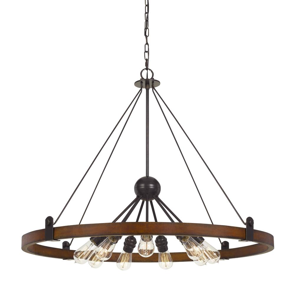 60W X 9 Lucca Wood/Metal Chandelier (Edison Bulbs Not included)
