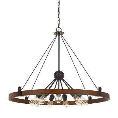 60W X 9 Lucca Wood/Metal Chandelier (Edison Bulbs Not included)