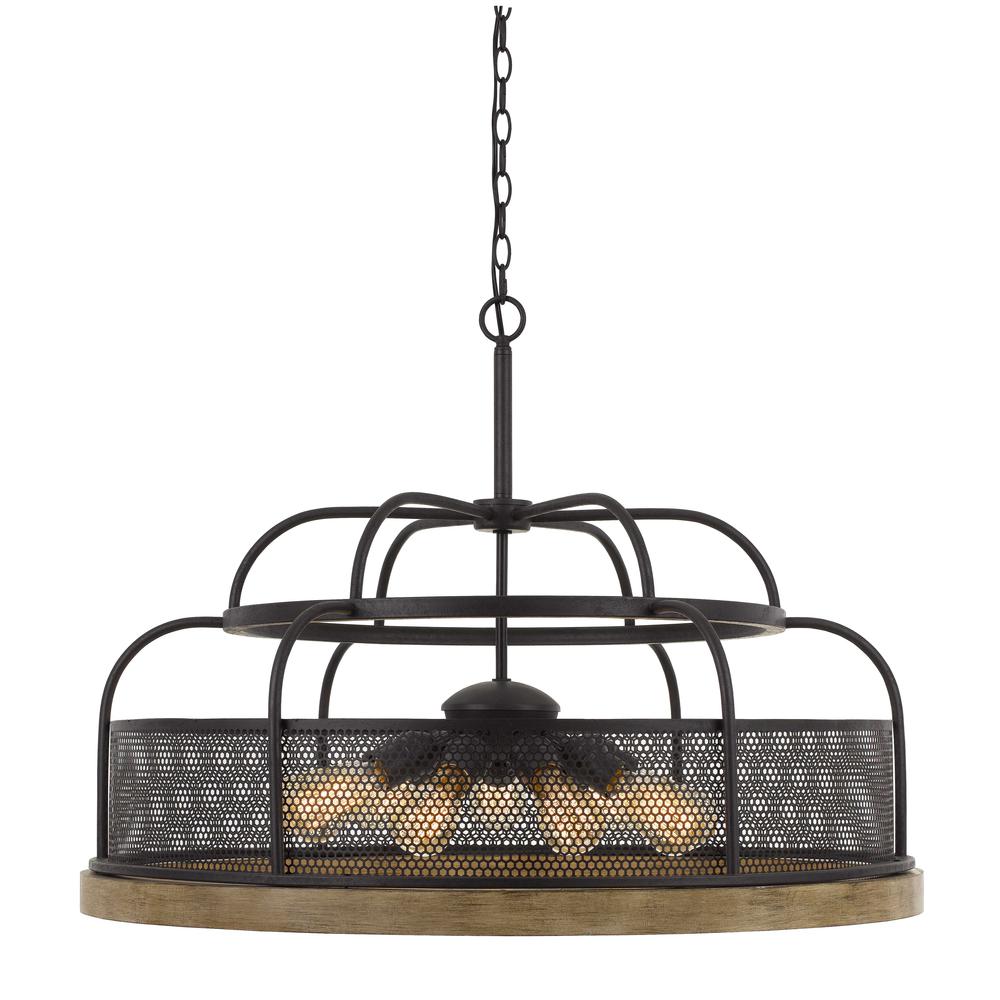 Akaki 60W X 9 Metal/Pine Wood Chandelier  (Edison Bulbs Not Included)