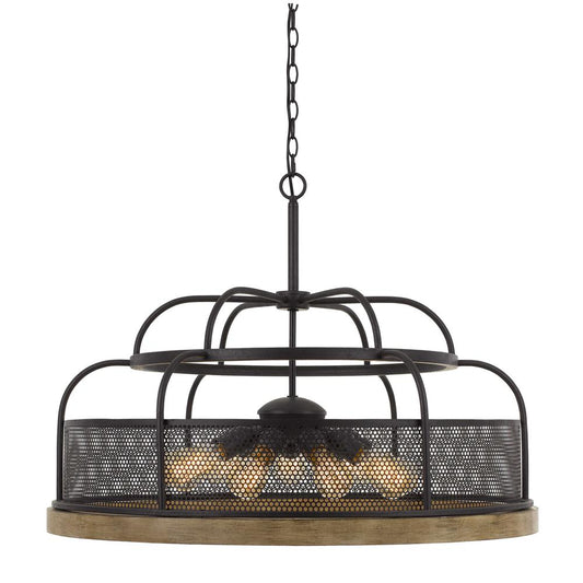 Akaki 60W X 9 Metal/Pine Wood Chandelier  (Edison Bulbs Not Included)
