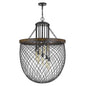 Marion Metal/Wood Mesh Shade Chandelier (Edison Bulbs Not Included)