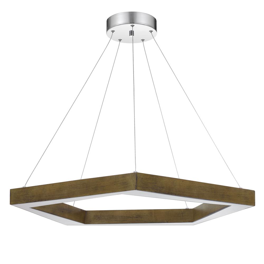 Metz dimmable Integrated LED polygon pine wood pendant fixture