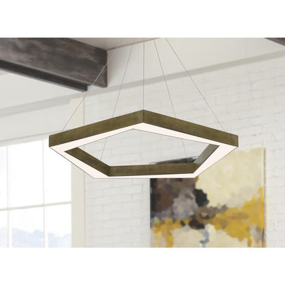 Metz dimmable Integrated LED polygon pine wood pendant fixture