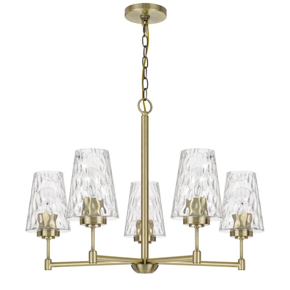 60W x 5 Crestwood metal chandelier with textured glass shades