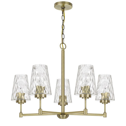 60W x 5 Crestwood metal chandelier with textured glass shades