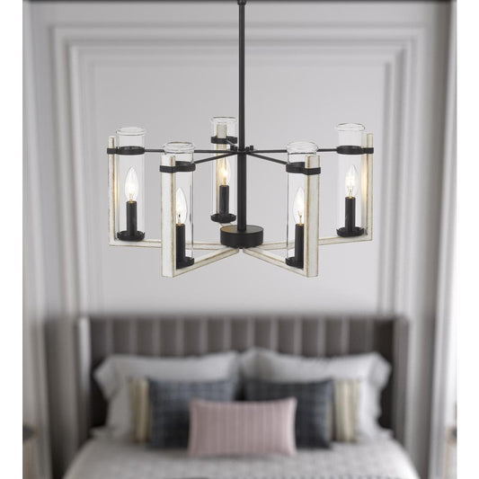 60Wx  5 Olivette metal chandelier with glass shade