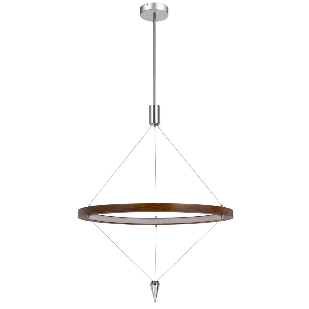 Viterbo integrated dimmable LED pine wood pendant fixture