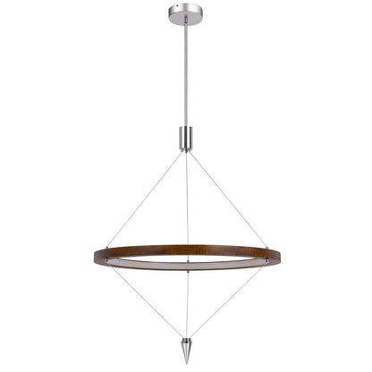 Viterbo integrated dimmable LED pine wood pendant fixture