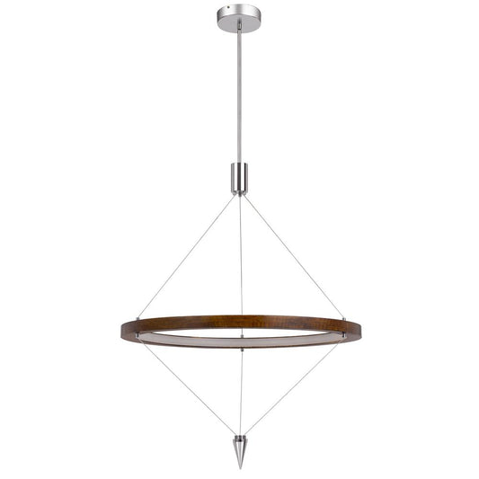 Viterbo integrated dimmable LED pine wood pendant fixture