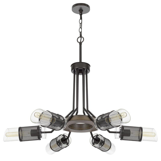 60W x 6 Savona pine wood/metal chandelier