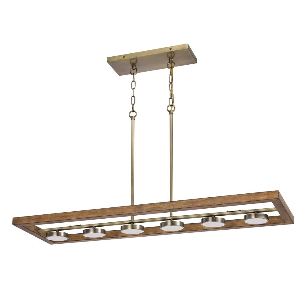 2200 Lumen Kelso Dimmable Intergrated Led Rubber Wood Island Chandelier