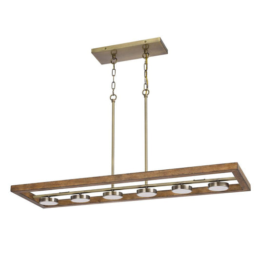2200 Lumen Kelso Dimmable Intergrated Led Rubber Wood Island Chandelier