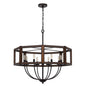 60W x 8 Renton hexagon rubber wood / metal chandelier