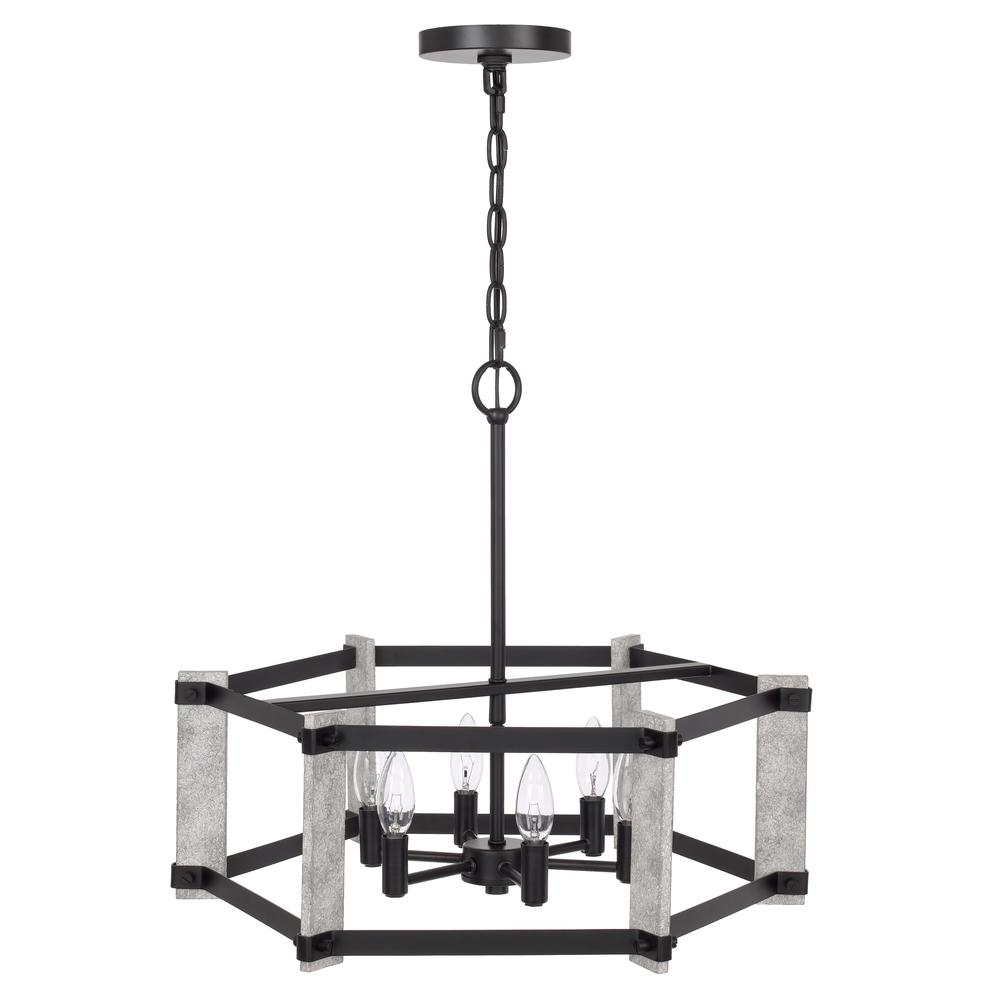 60W X 6 Rutland Hammered Metal Chandelier